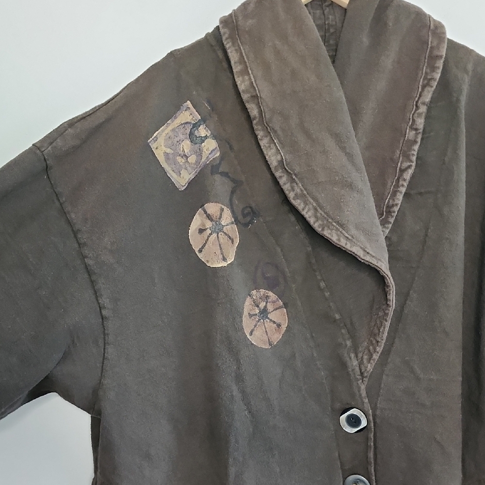 Blue Fish Brown Coat with Decorative Hem - Picture 3 of 12